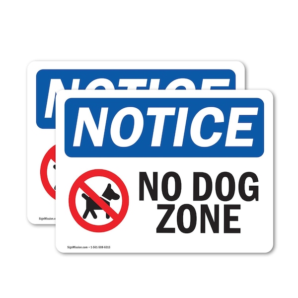 Signmission No Dog Zone Sign With Symbol, 5 in W x Rectangle, Vinyl Decal OS-2PACK-NS-D-35-L-14487 - main